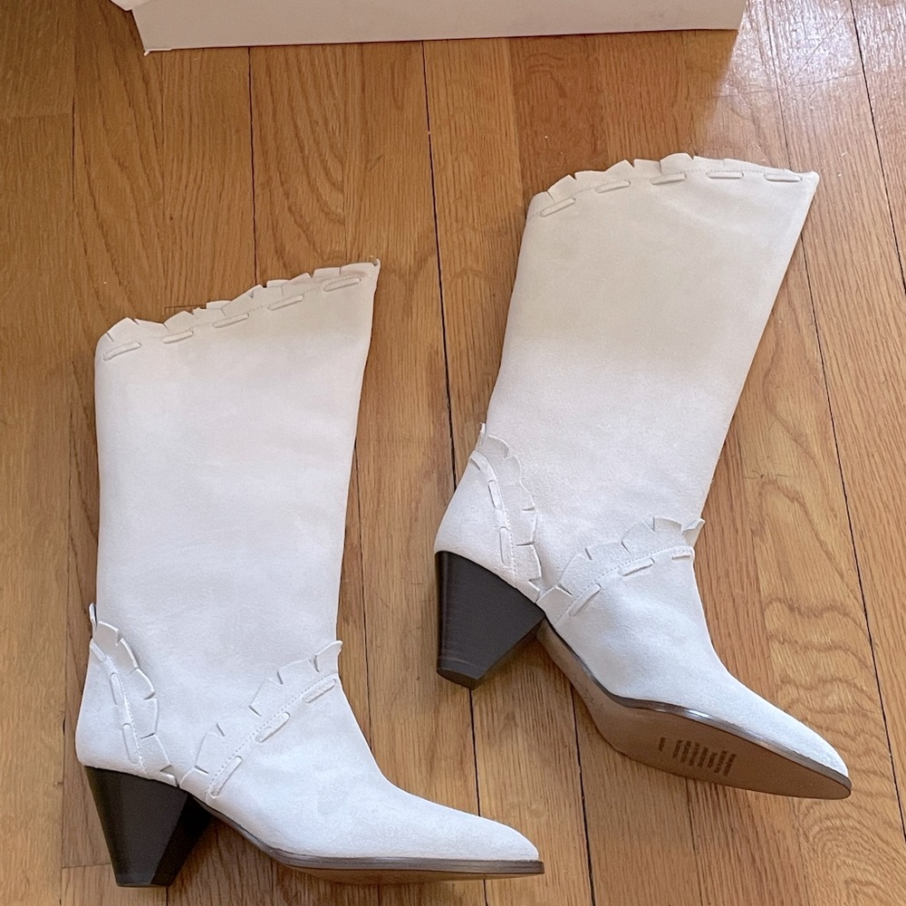Isabel Marant White Knee-High Heeled Boots - Picture 6 of 11